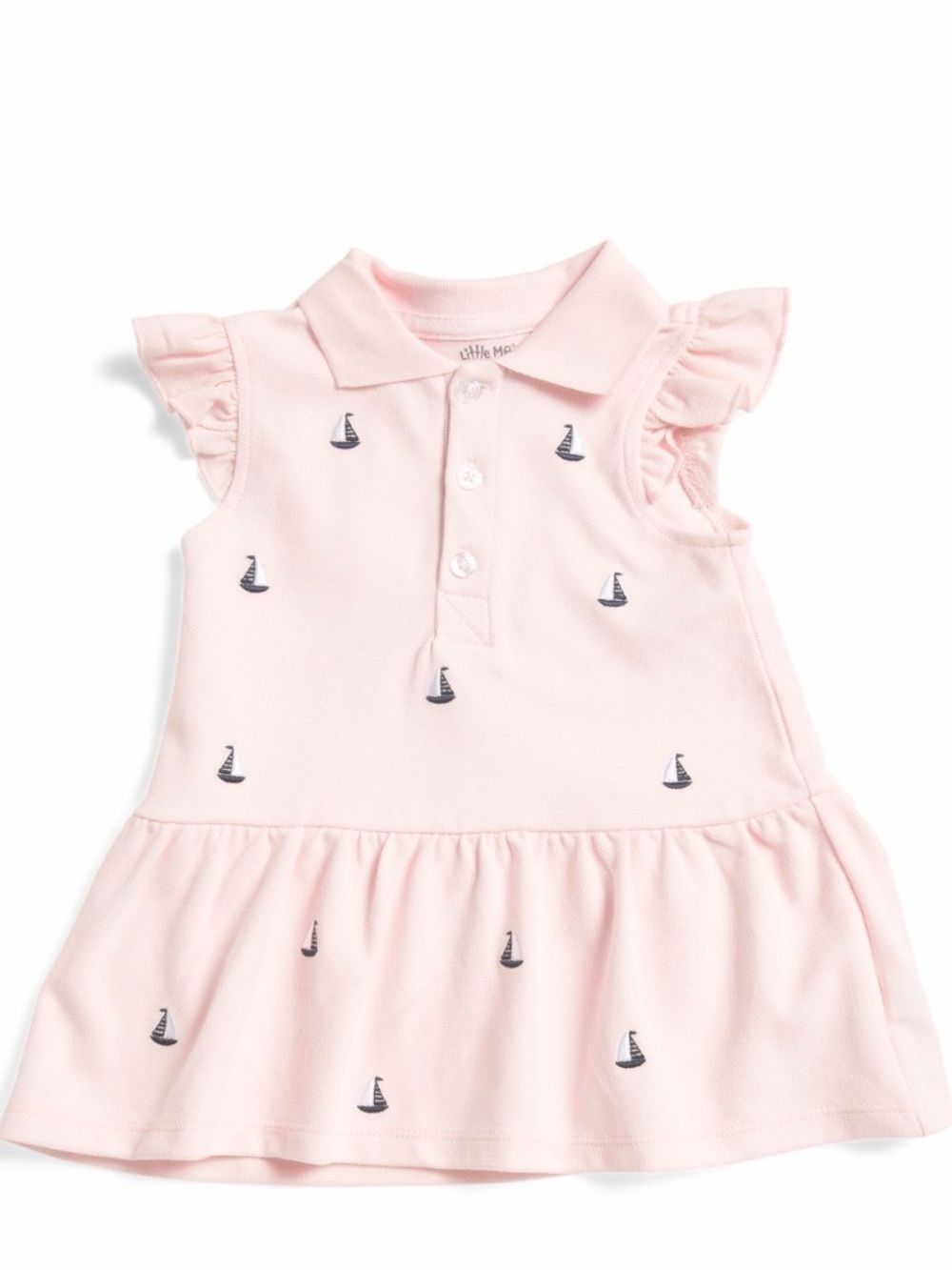 100% Cotton Pique Polo Pink Sailboat Embroidered Dress
